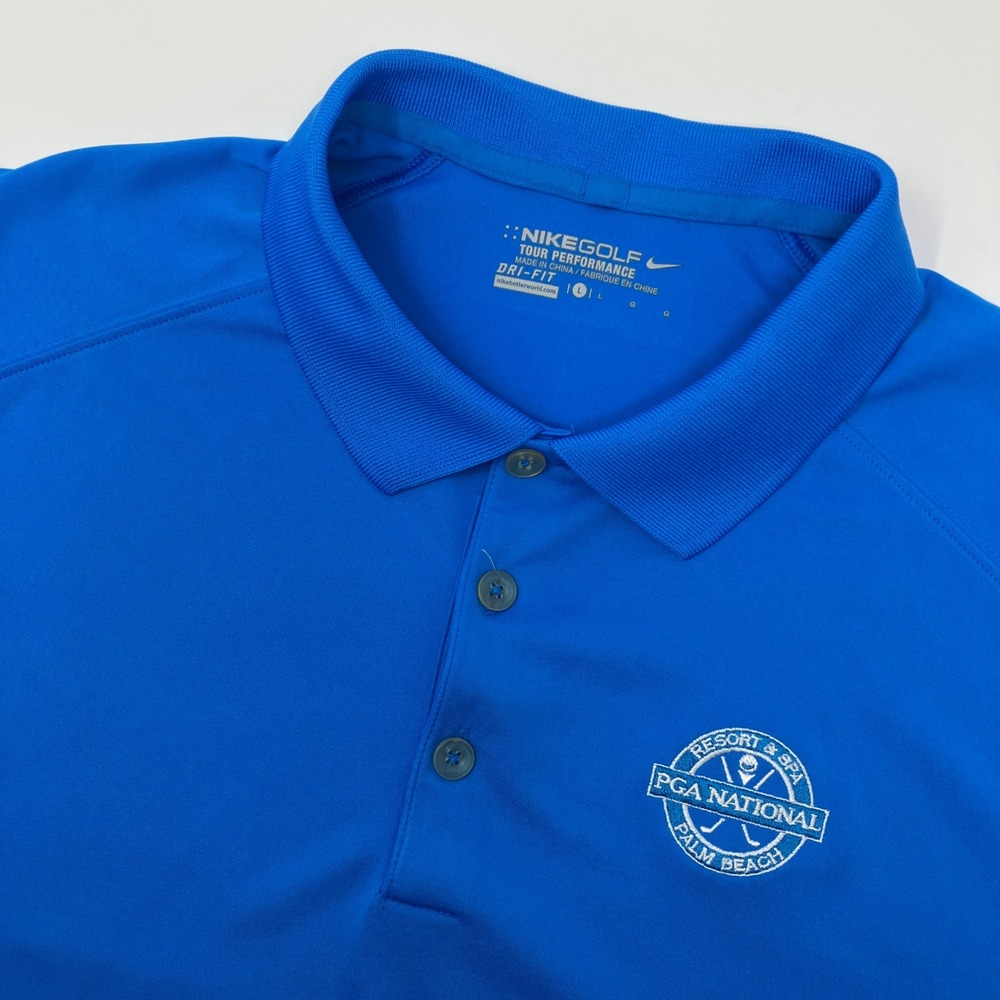 Nike Golf PGA‎ National Resort & Spa Dri-Fit Polo Shirt Blue Men's Large READ*